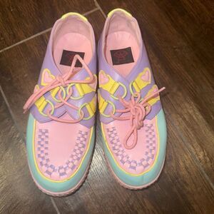 Strange Cvlt Pastel Krypt Kreepers Creepers Shoes Pink Purple Yellow Hearts Sz8
